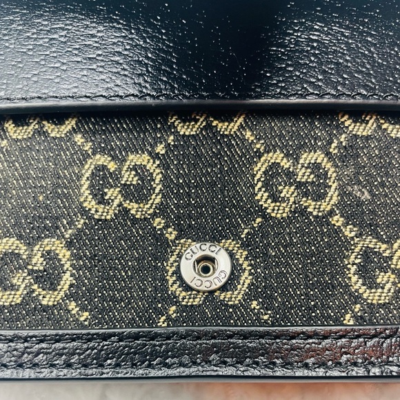 Gucci GG Denim Monogram Super Mini Dionysus Shoulder Crossbody Bag Black 476432 - Picture 9 of 17